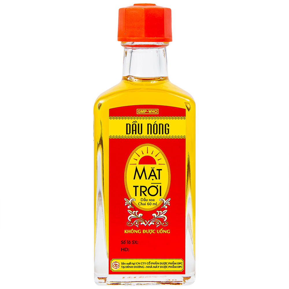Dầu nóng Mặt Trời OPC điều trị nhức mỏi, tê thấp, đau lưng, cảm mạo, cúm (60ml)