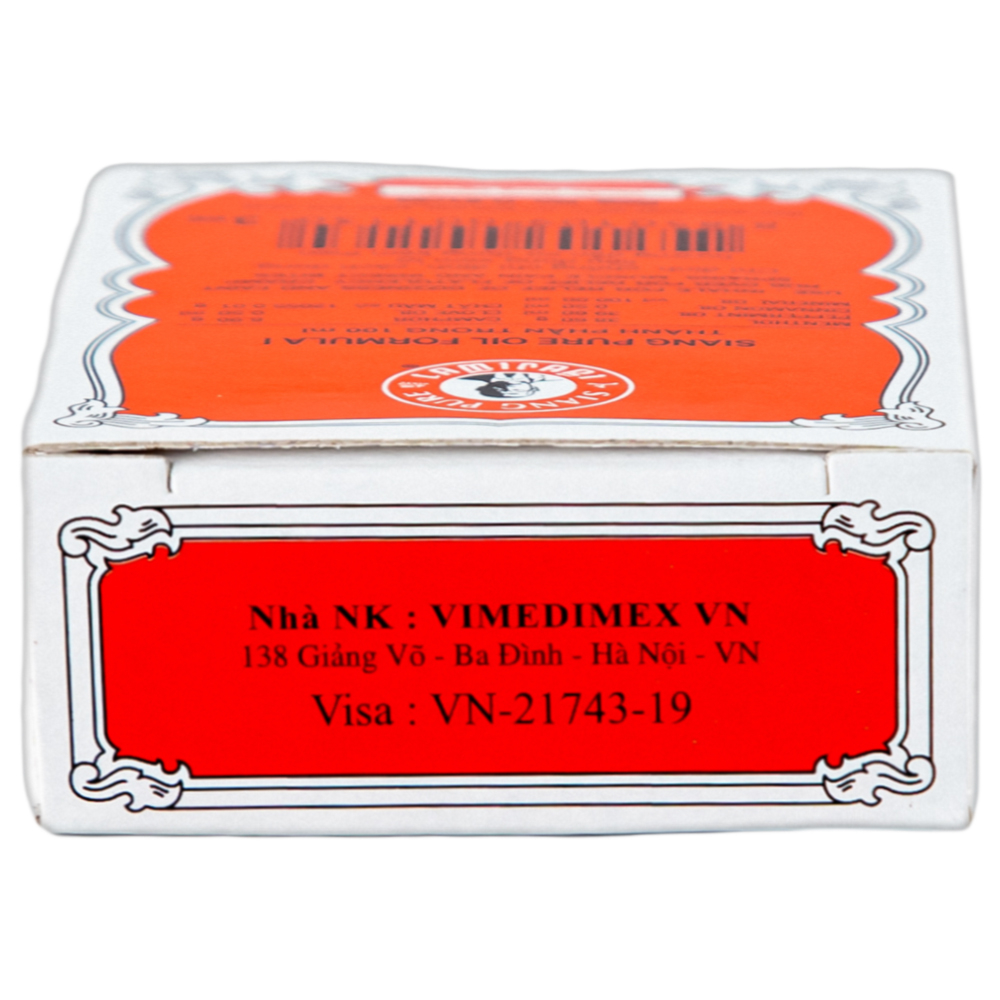 Dầu Siang Pure Oil Formula I giảm triệu chứng cảm lạnh, nhức đầu, chóng mặt, ngạt mũi (12 chai x 3ml)