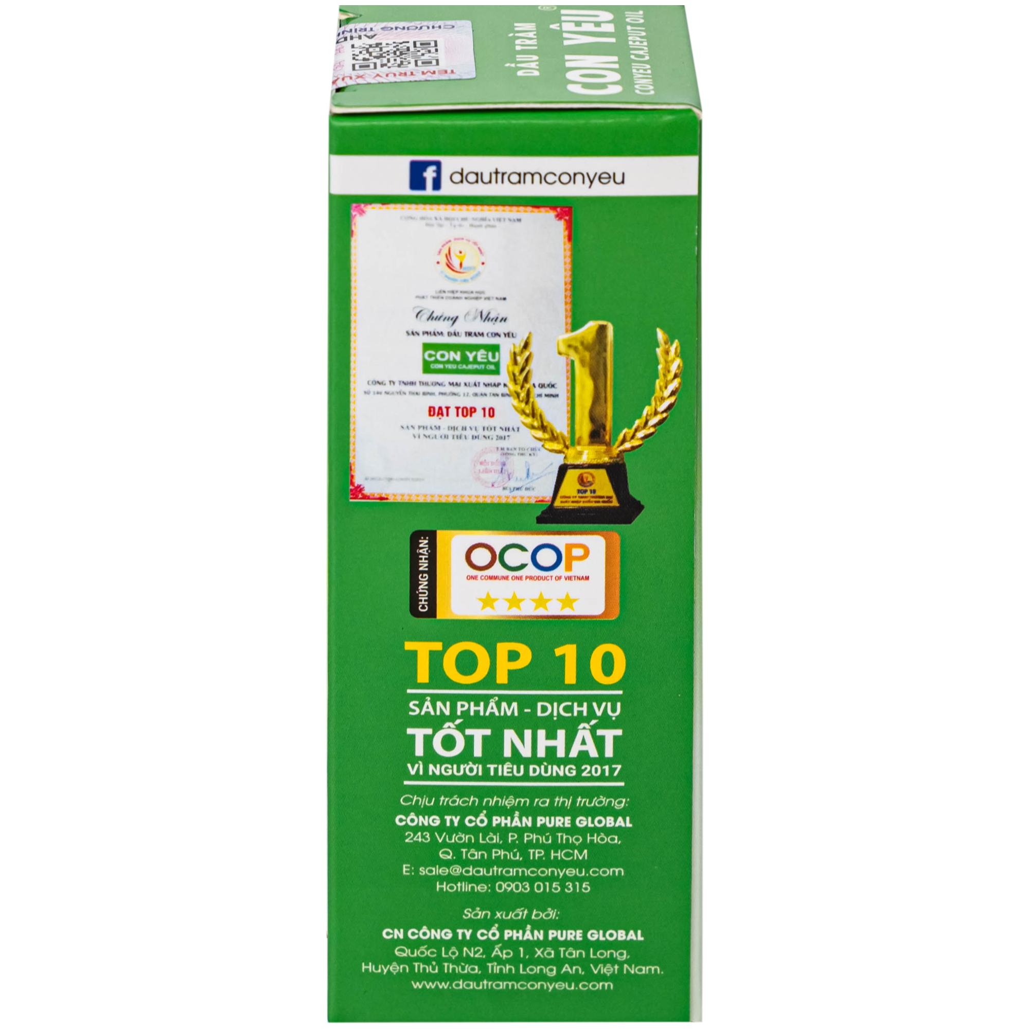 Dầu tràm Con Yêu giúp giữ ấm, giảm triệu chứng ho, sổ mũi (50 ml)