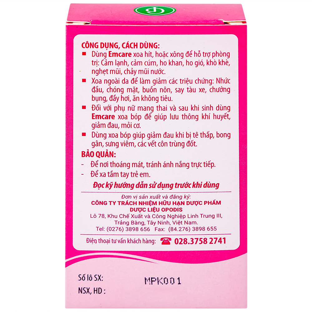Dầu tràm Emcare cho bé ngừa cảm, xoa bóp giảm đau nhức (25ml)