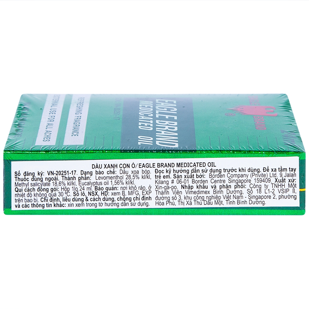 Dầu gió xanh Con Ó Eagle Brand Medicated Oil giảm nhức đầu, cảm cúm, đau lưng, viêm khớp (12 chai x 24ml)
