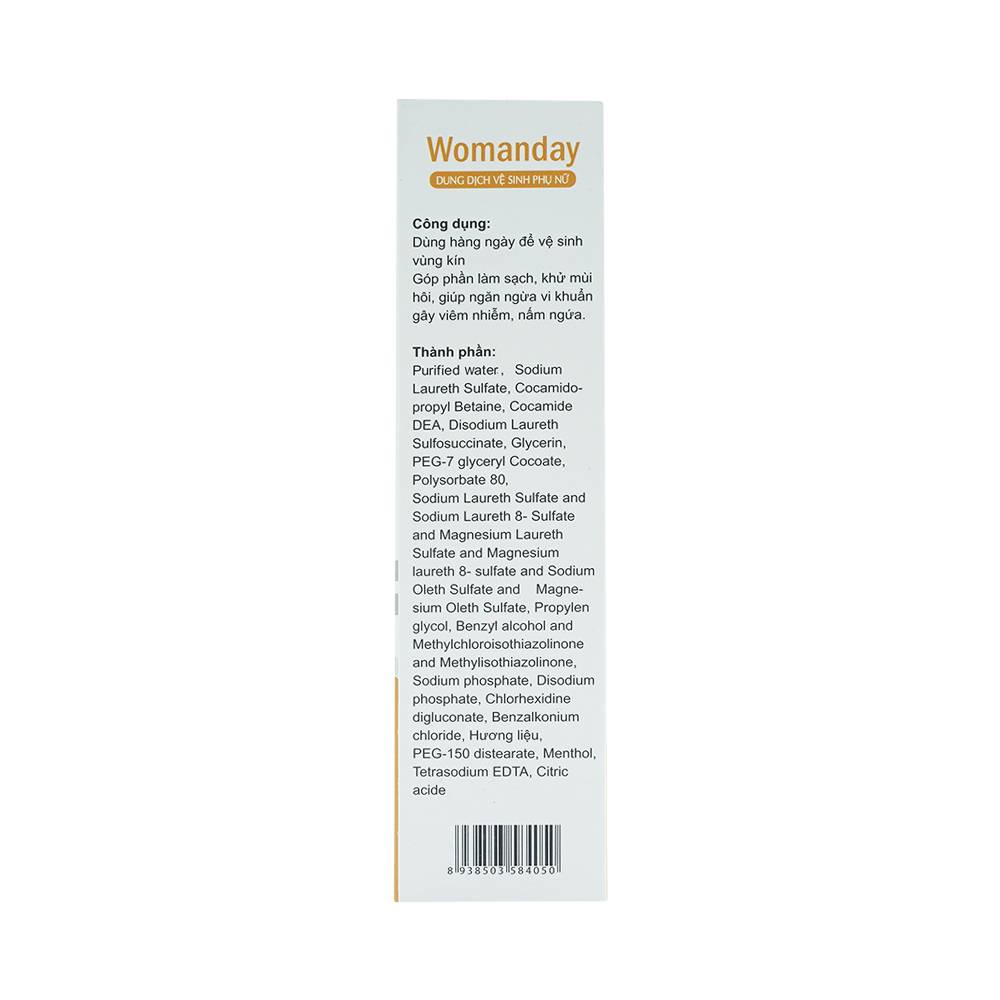 Dung dịch vệ sinh phụ nữ Womanday Đại Bắc làm sạch, khử mồ hôi (200ml)