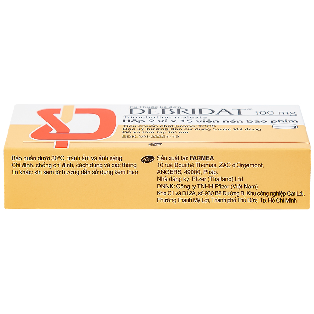 Thuốc Debridat 100mg Pfizer điều trị triệu chứng đau, rối loạn nhu động ruột và khó chịu đường ruột (30 viên)