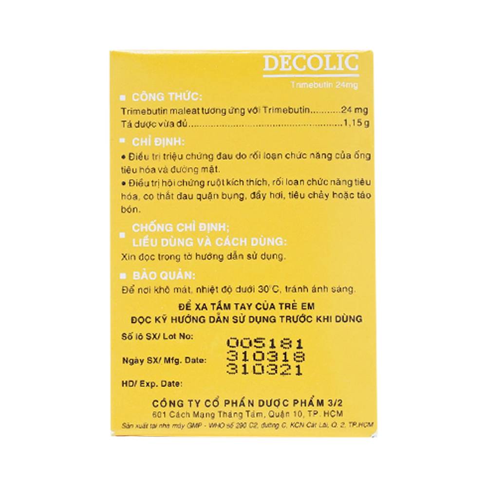 Bột Decolic điều trị triệu chứng đau do rối loạn chức năng đường tiêu hóa và ống mật (20 gói x 1.15g)