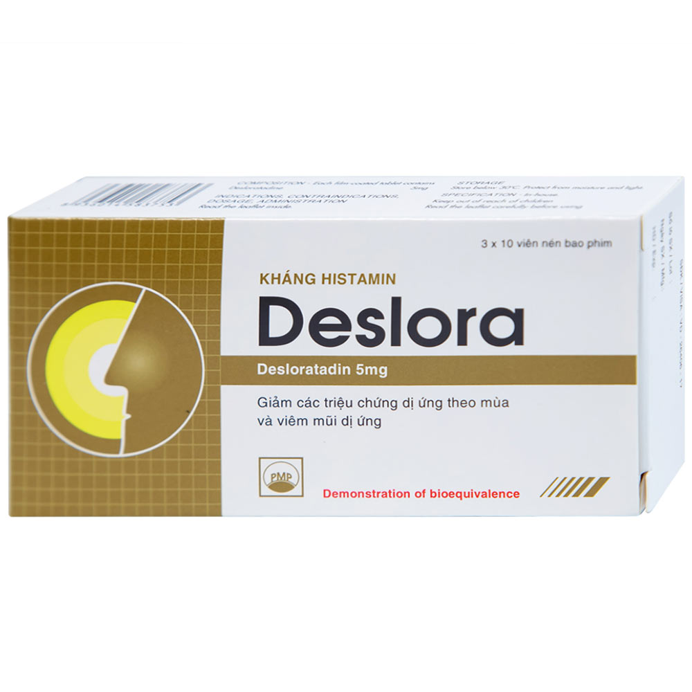 Thuốc Deslora 5mg giảm các triệu chứng dị ứng theo mùa và viêm mũi dị ứng (3 vỉ x 10 viên)