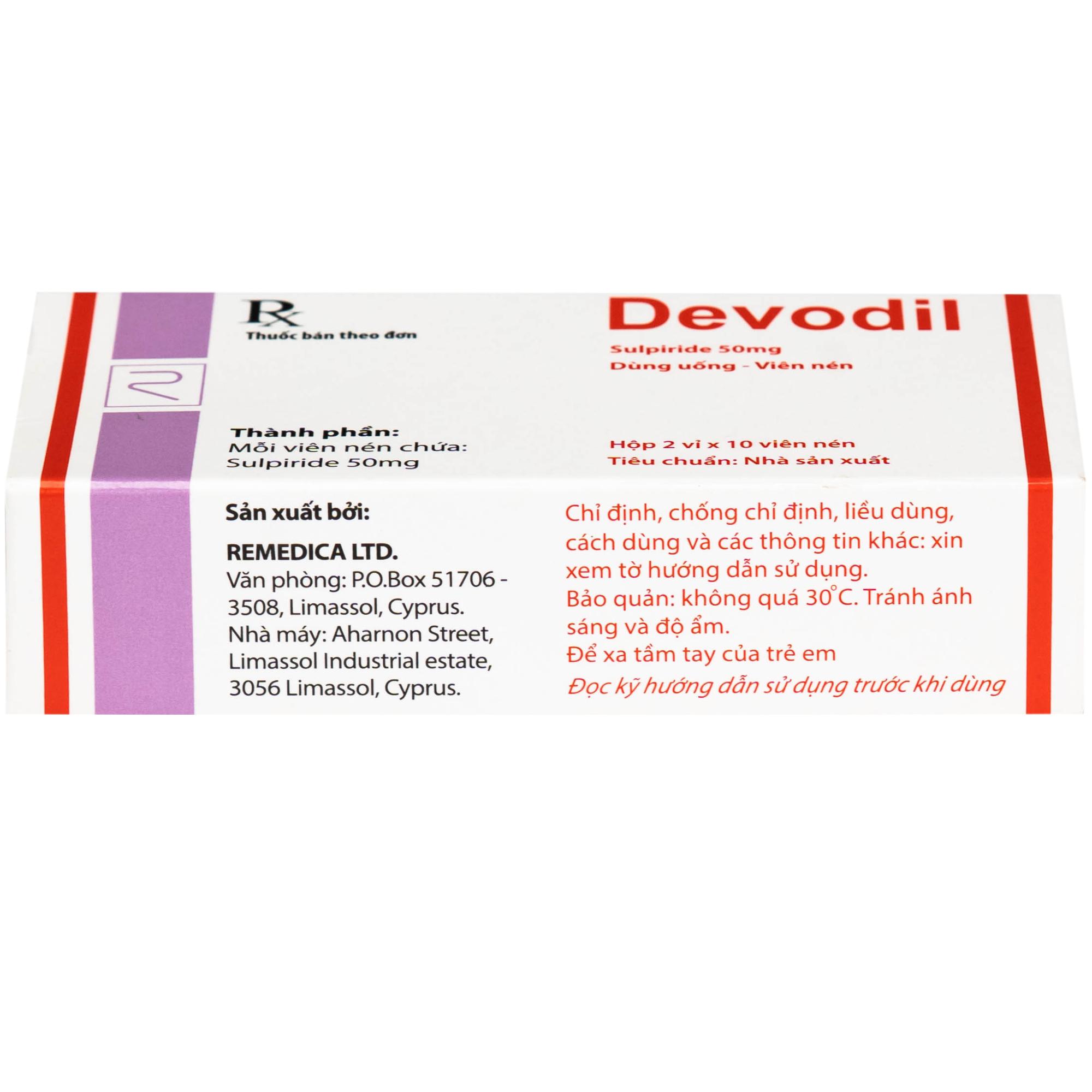 Thuốc Devodil Remedica điều trị ngắn hạn chứng lo âu, rối loạn hành vi nghiêm trọng (2 vỉ x 10 viên)