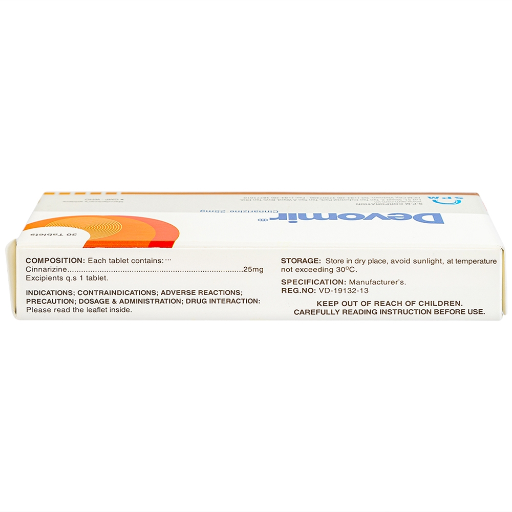 Thuốc Devomir S.P.M ohòng ngừa say sóng, say tàu xe, máy bay (3 vỉ x 10 viên)