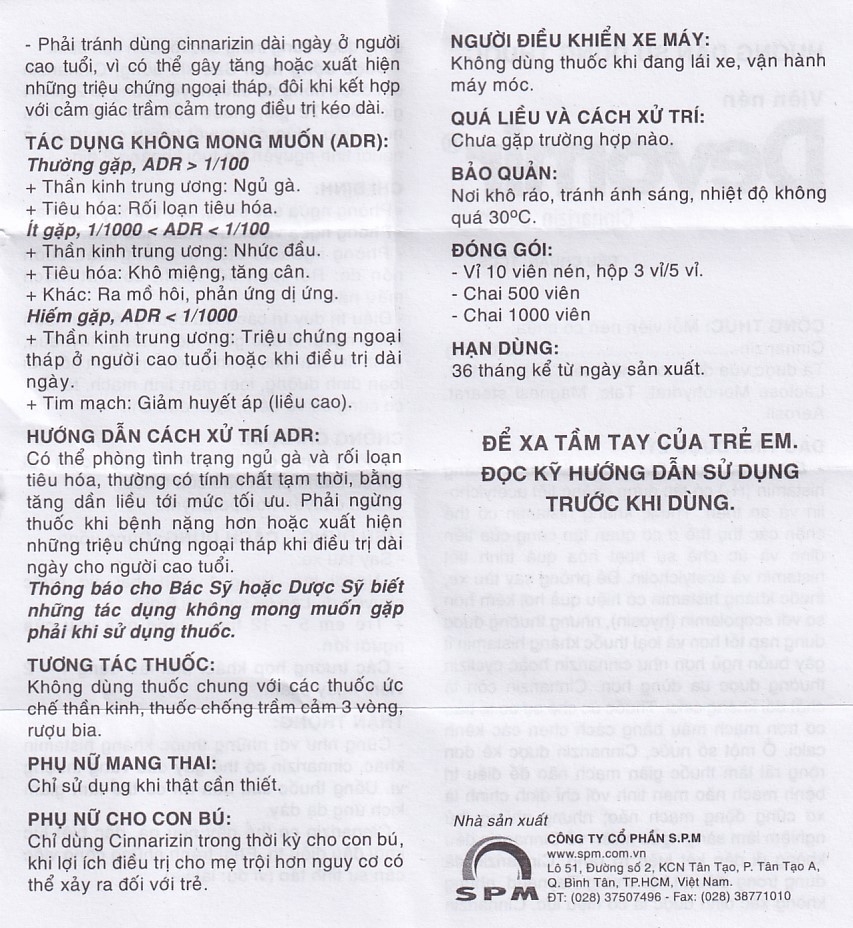 Thuốc Devomir S.P.M ohòng ngừa say sóng, say tàu xe, máy bay (3 vỉ x 10 viên)