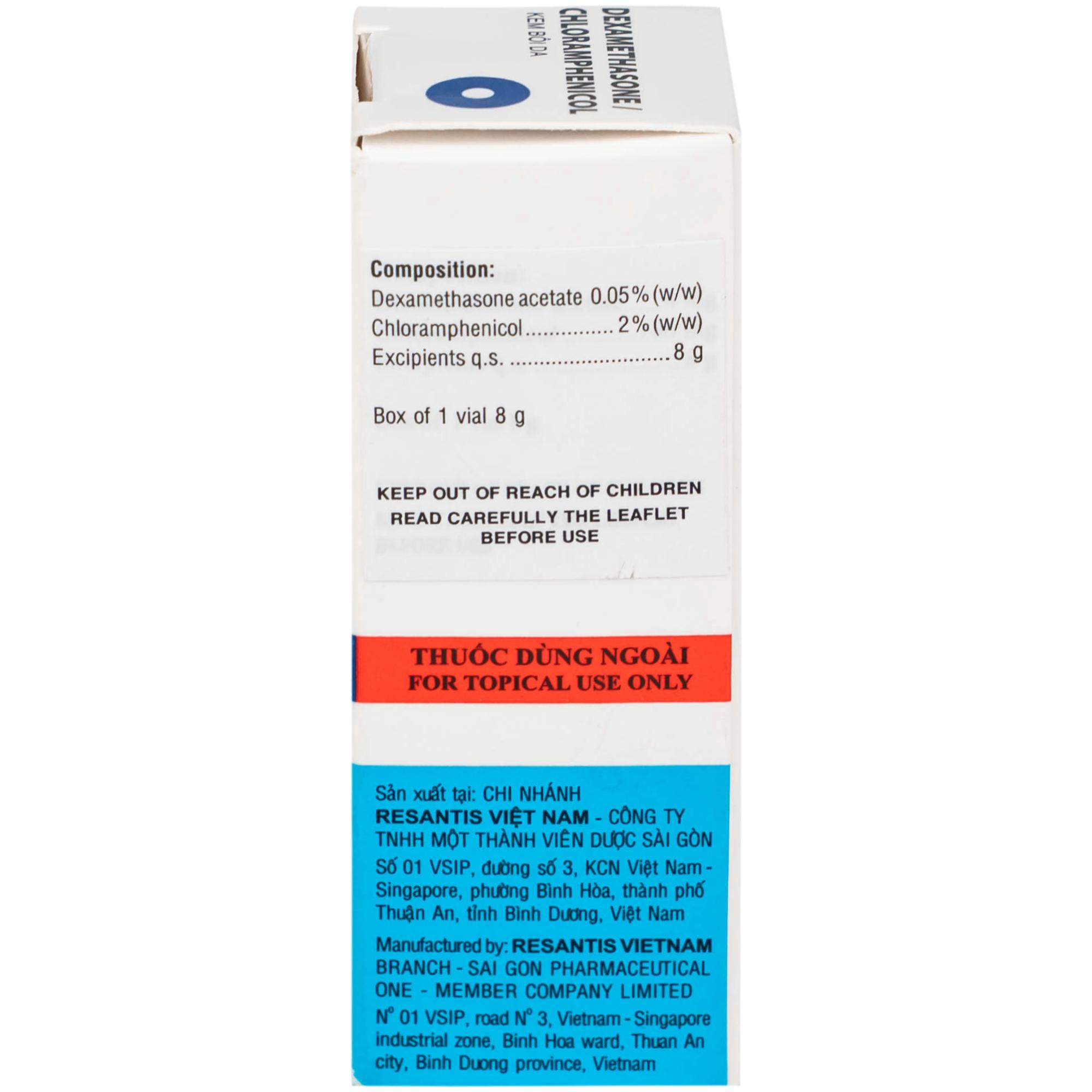 Kem bôi da Dexamethasone/Chloramphenicol điều trị chàm, vết côn trùng cắn, viêm da tiếp xúc (8g)
