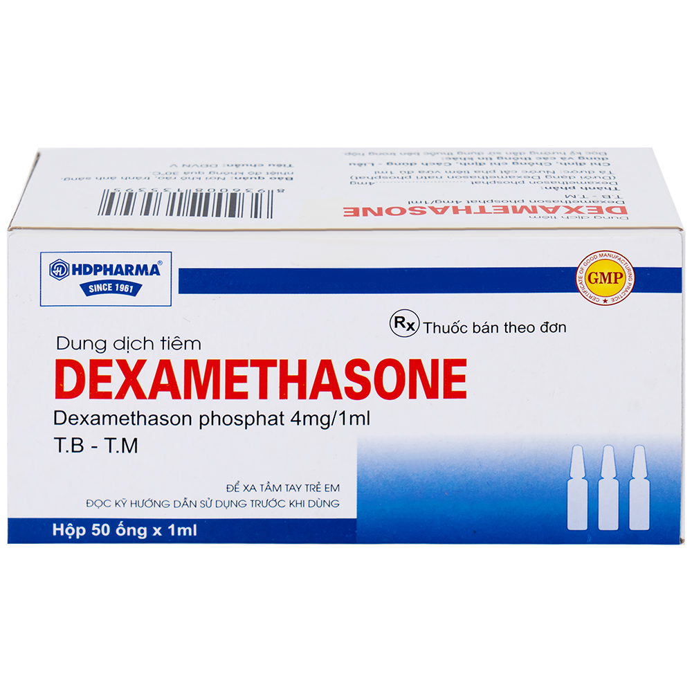 Dung dịch tiêm Dexamethasone 4mg/1ml điều trị trạng thái hen, bệnh dị ứng nặng, phản ứng sau truyền máu (50 ống)