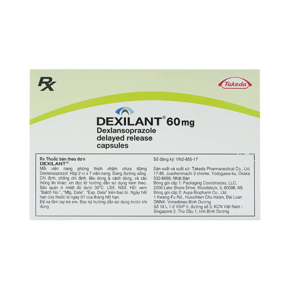 Thuốc Dexilant 60mg Takeda điều trị bệnh trào ngược dạ dày thực quản (2 vỉ x 7 viên)