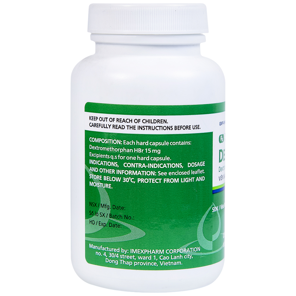 Thuốc Dexipharm 15 Imexpharm điều trị triệu chứng ho (200 viên)