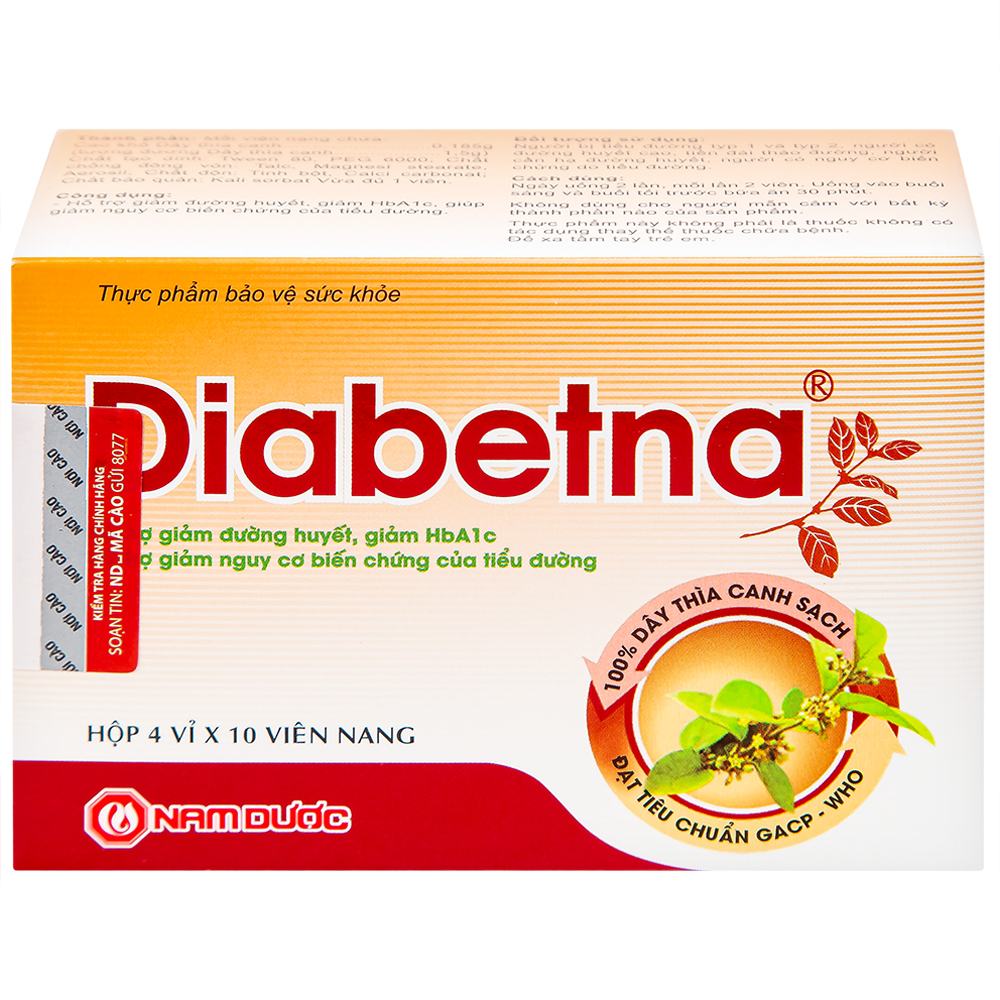 Viên hỗ trợ giảm đường huyết Diabetna Nam Dược (4 vỉ x 10 viên)