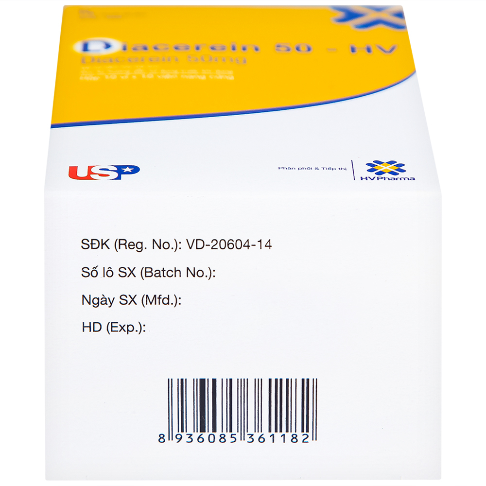 Thuốc Diacerein 50 - HV USP điều trị các bệnh thoái hóa khớp (10 vỉ x 10 viên)