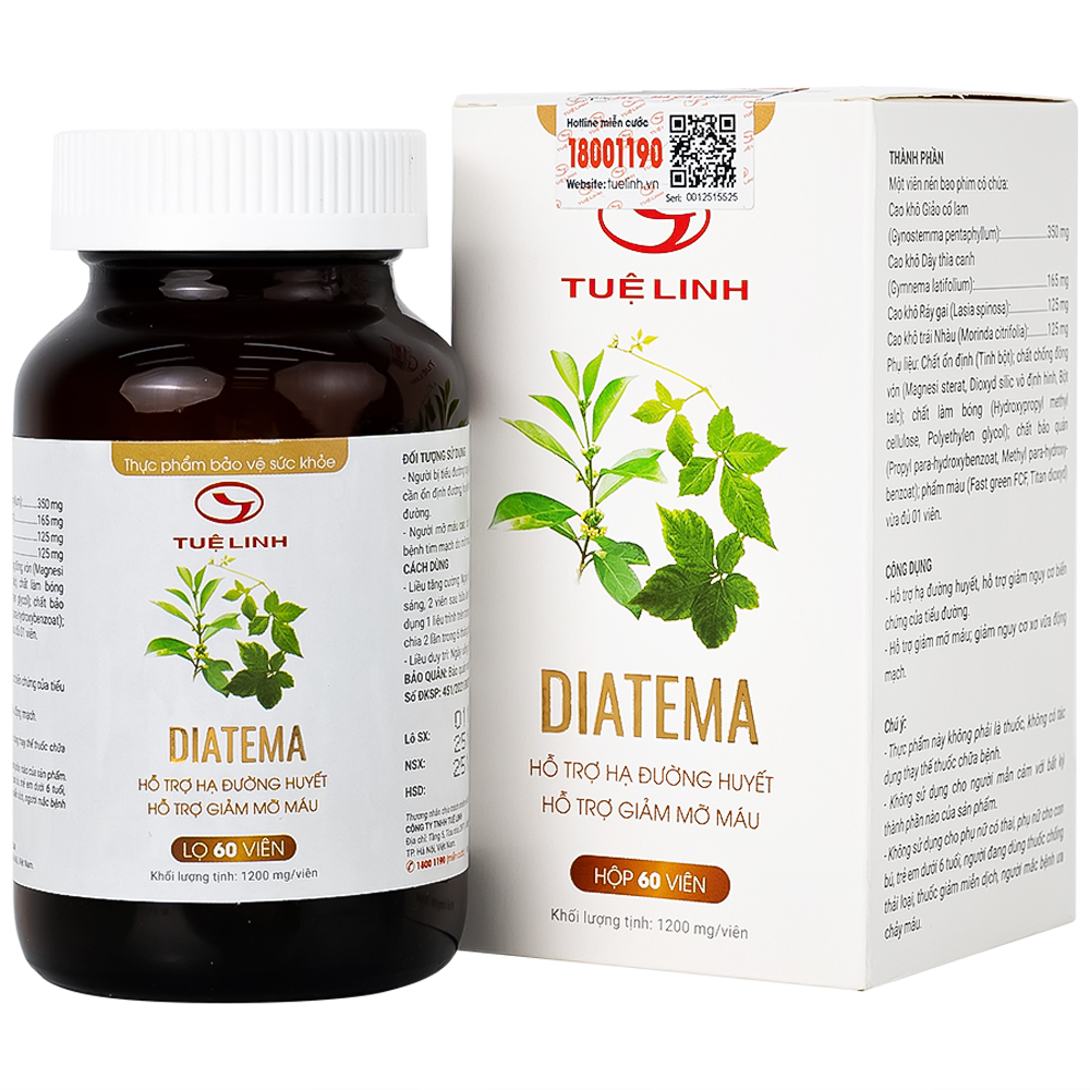 Viên hỗ trợ hạ đường huyết Diatema Tuệ Linh (60 viên)