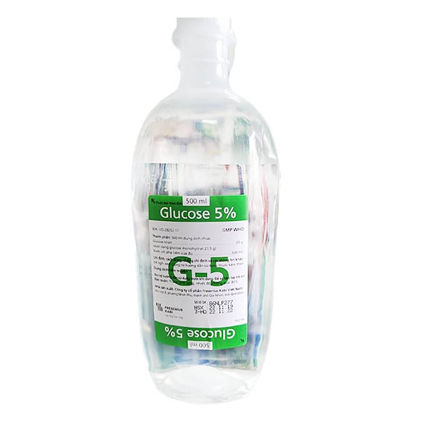 Dịch truyền Glucose 5% Fresenius Kabi điều trị thiếu hụt carbohydrat (500ml)