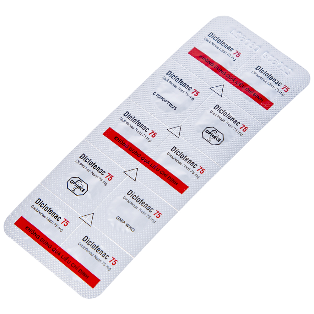 Thuốc Diclofenac 75 Uphace điều trị dài ngày viêm khớp mạn, thoái hóa khớp (10 vỉ x 10 viên)