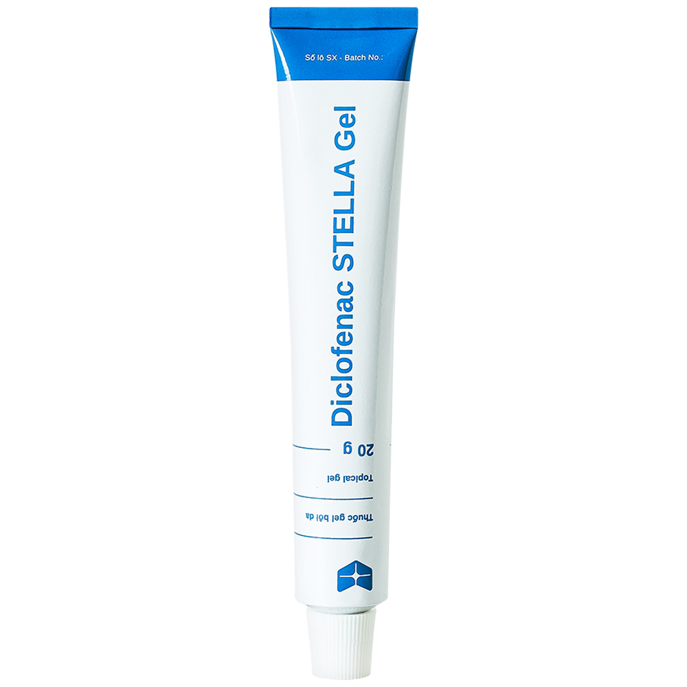 Gel Diclofenac Stella (20g) giảm triệu chứng đau và viêm trong trường hợp bong gân, trật khớp, vết bầm
