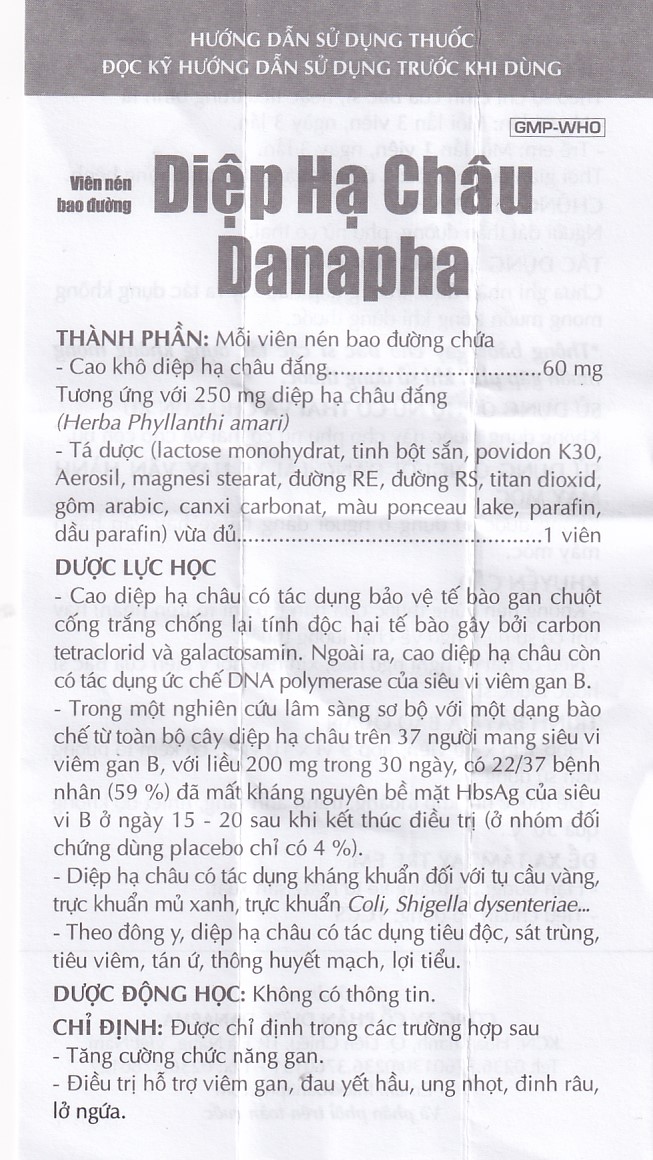 Thuốc Diệp Hạ Châu Danapha tăng cường chức năng gan (90 viên)
