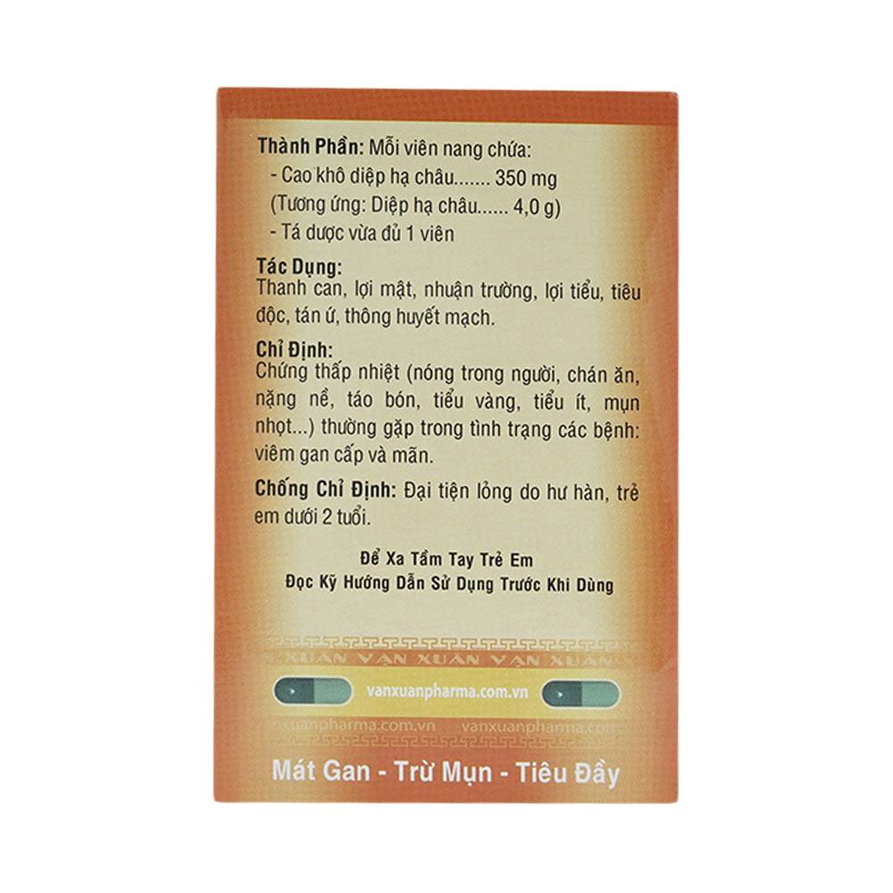 Thuốc Diệp Hạ Châu V Vạn Xuân điều trị chứng thấp nhiệt trong viêm gan cấp và mãn (10 vỉ x 10 viên)