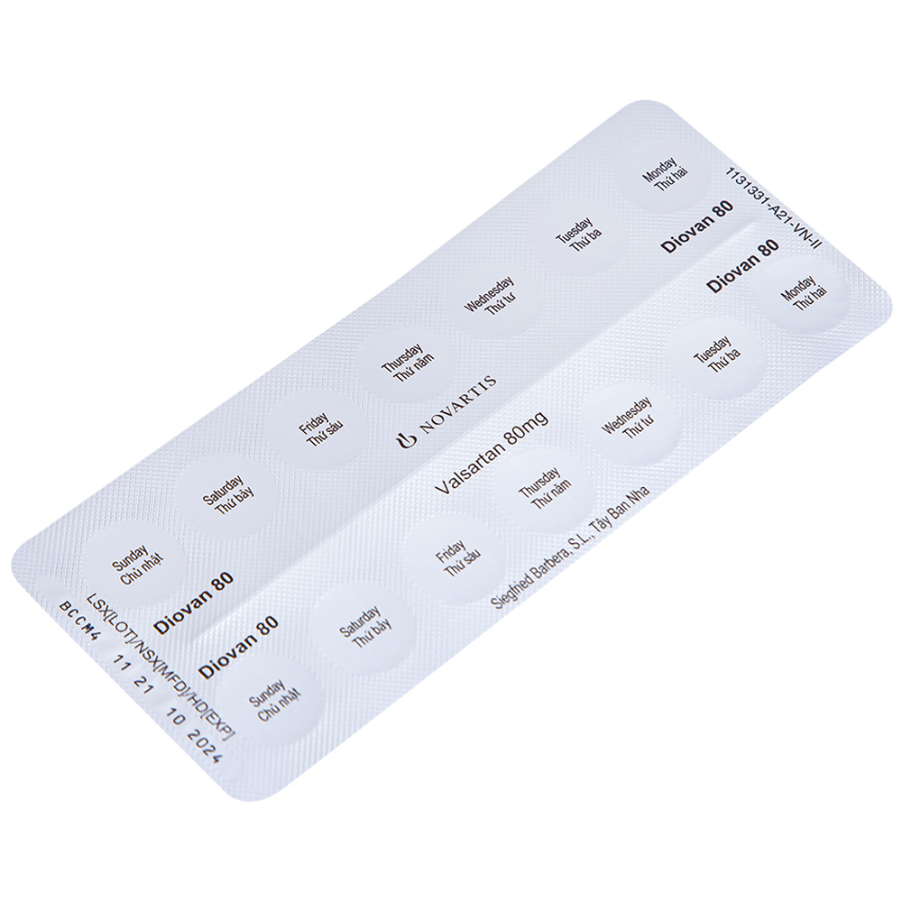 Thuốc Diovan 80 Novartis điều trị bệnh tăng huyết áp, suy tim (2 vỉ x 14 viên)