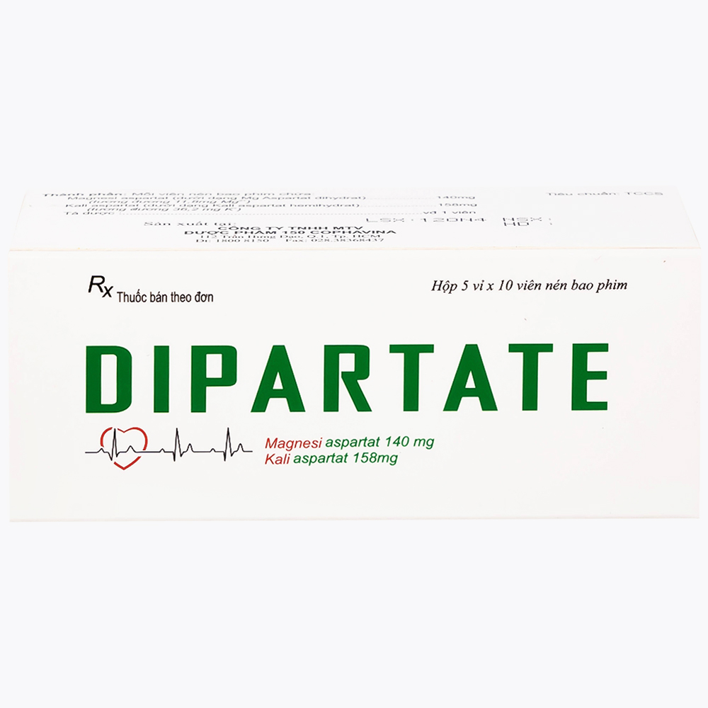 Thuốc Dipartate Cophavina bổ sung magnesi và kali, hỗ trợ điều trị suy tim, sau nhồi máu cơ tim (5 vỉ x 10 viên)