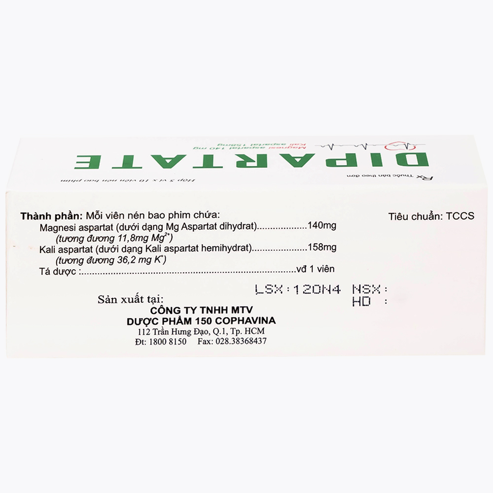 Thuốc Dipartate Cophavina bổ sung magnesi và kali, hỗ trợ điều trị suy tim, sau nhồi máu cơ tim (5 vỉ x 10 viên)