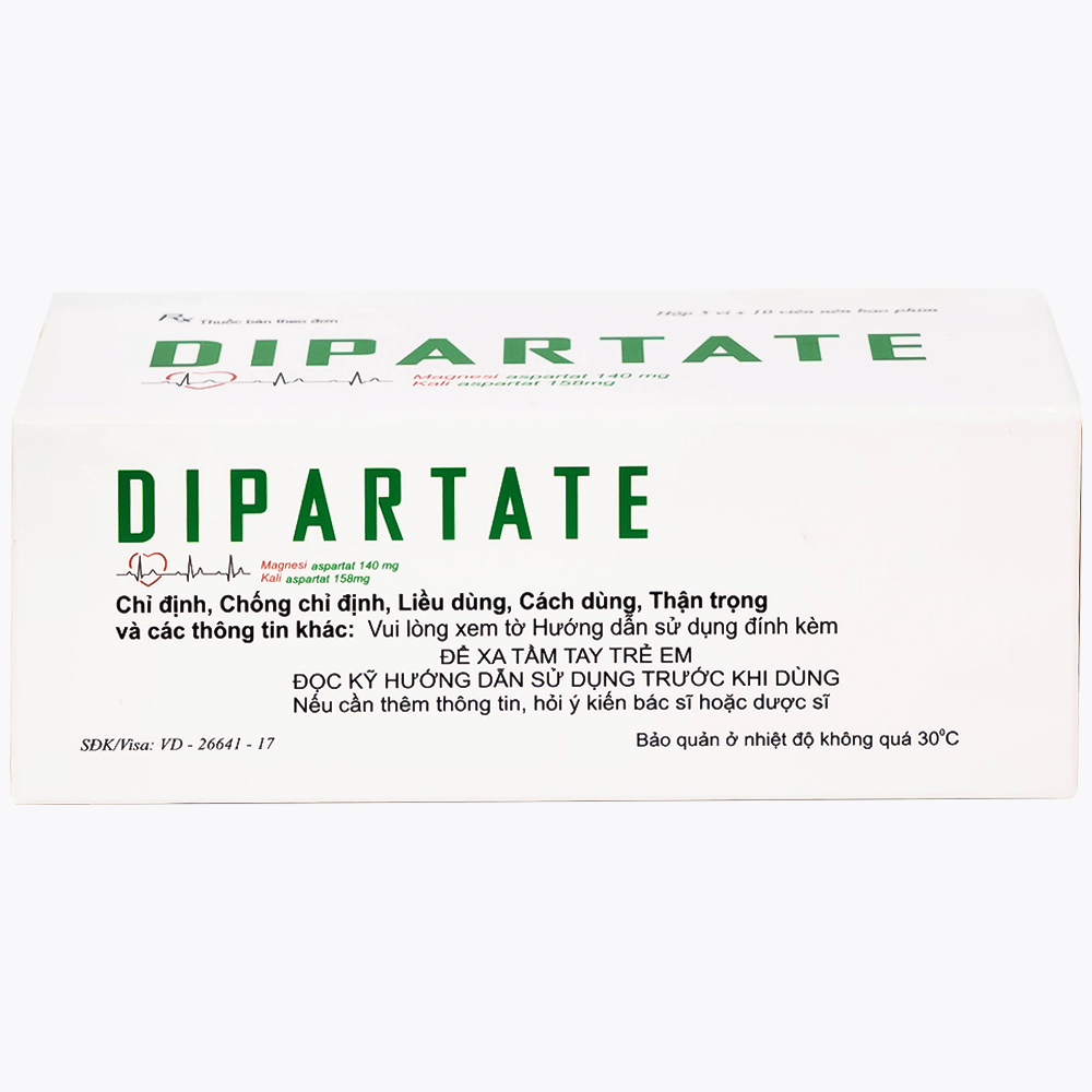 Thuốc Dipartate Cophavina bổ sung magnesi và kali, hỗ trợ điều trị suy tim, sau nhồi máu cơ tim (5 vỉ x 10 viên)
