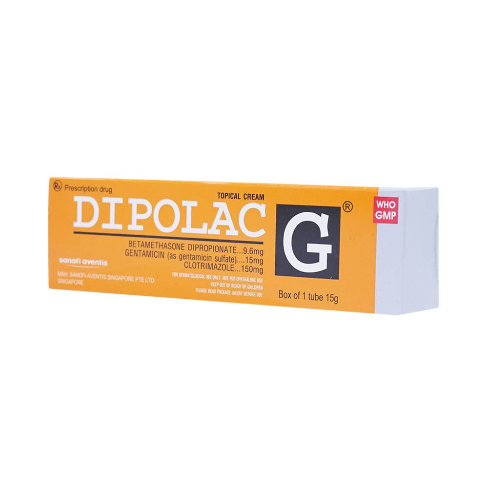 Kem Dipolac G Ampharco điều trị các bệnh nhiễm khuẩn da nguyên phát và nấm da (15g)