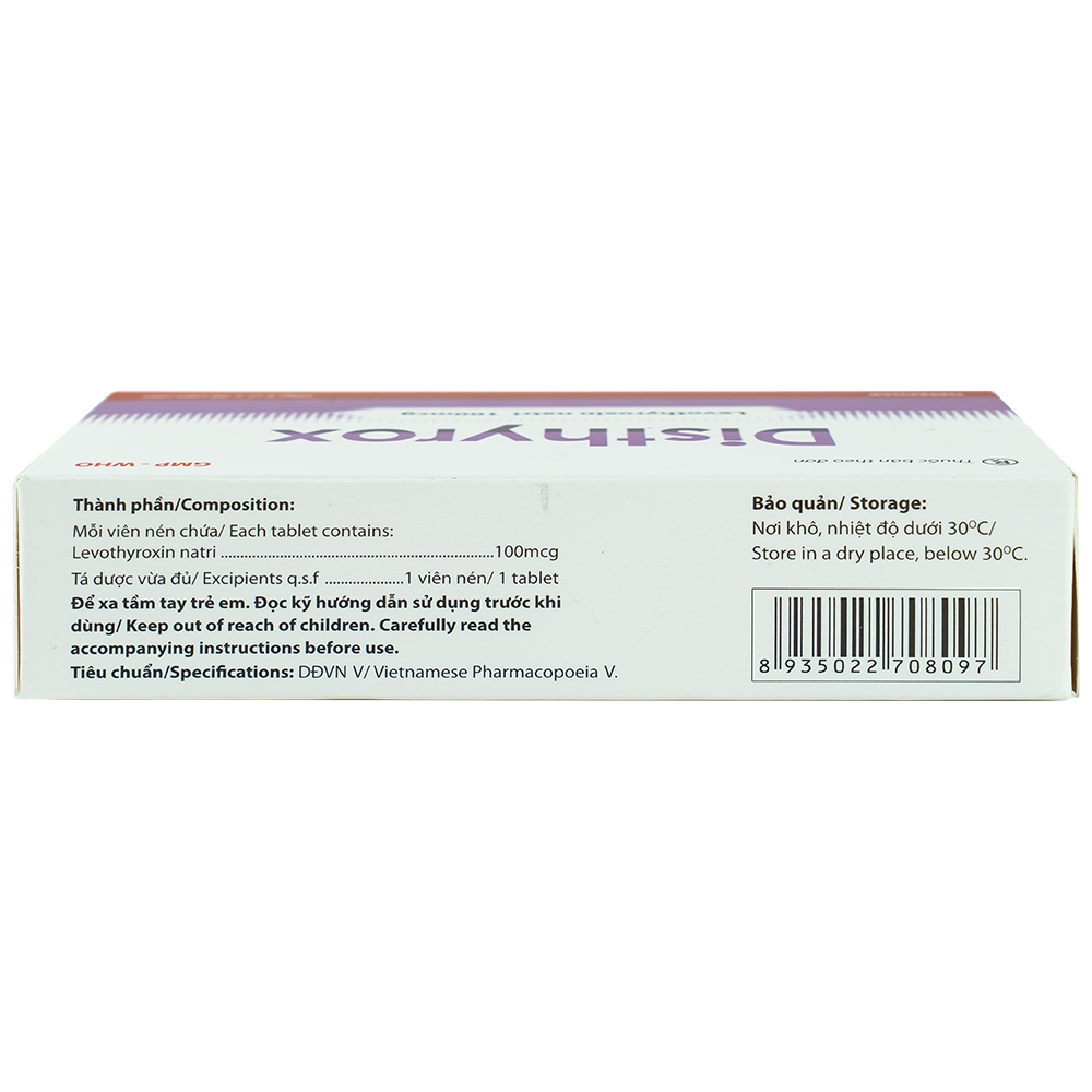 Thuốc Disthyrox Hà Tây điều trị thay thế hoặc bổ sung cho hội chứng suy giáp (100 viên)