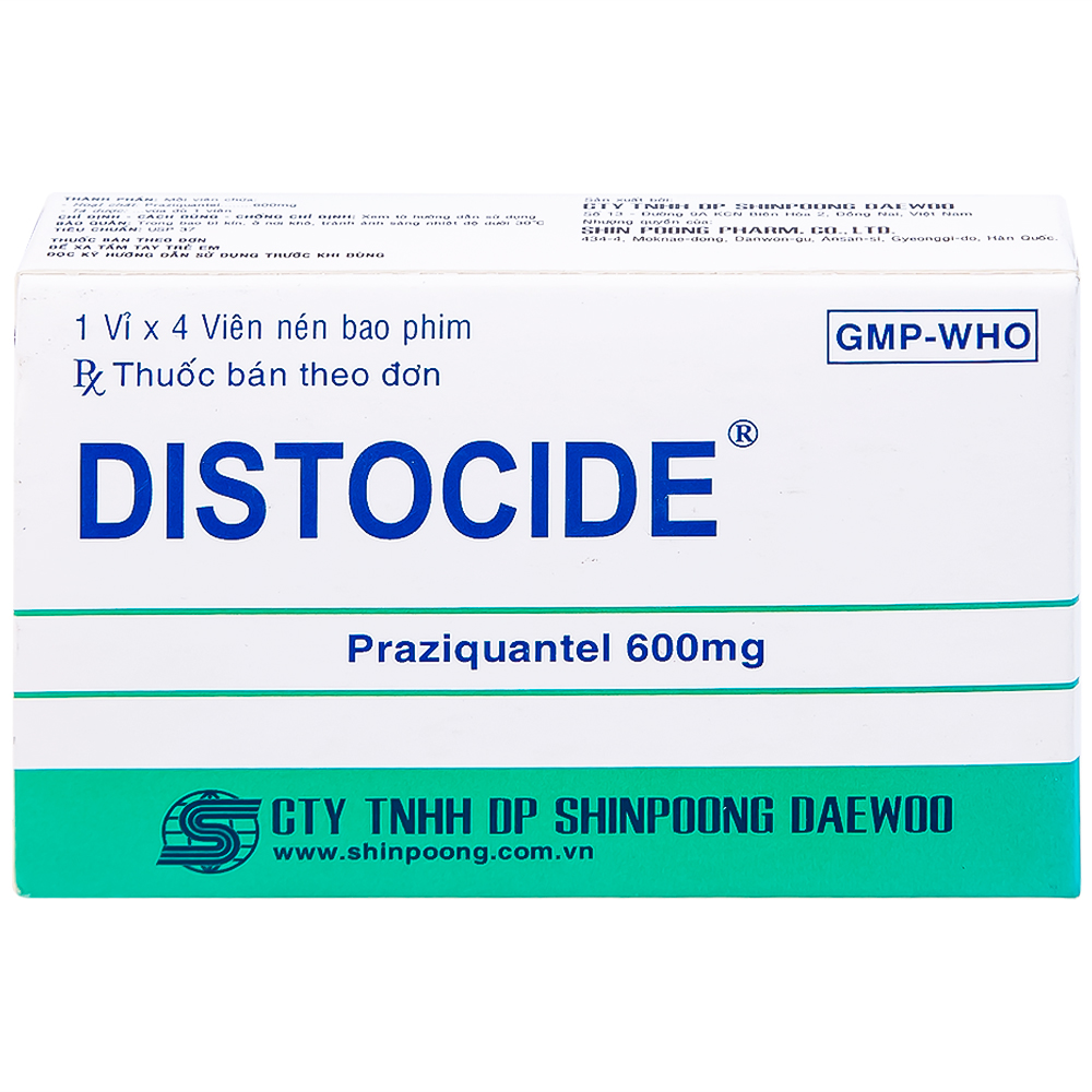 Thuốc Distocide Shinpoong Daewoo điều trị sán máng, sán lá gan nhỏ (1 vỉ x 4 viên)