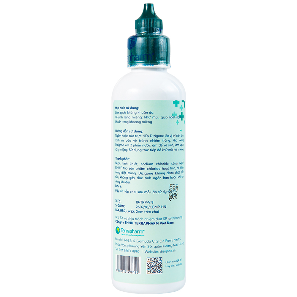 Dung dịch kháng khuẩn Dizigone Terrapharm tiêu diệt vi khuẩn, vi nấm (300ml)