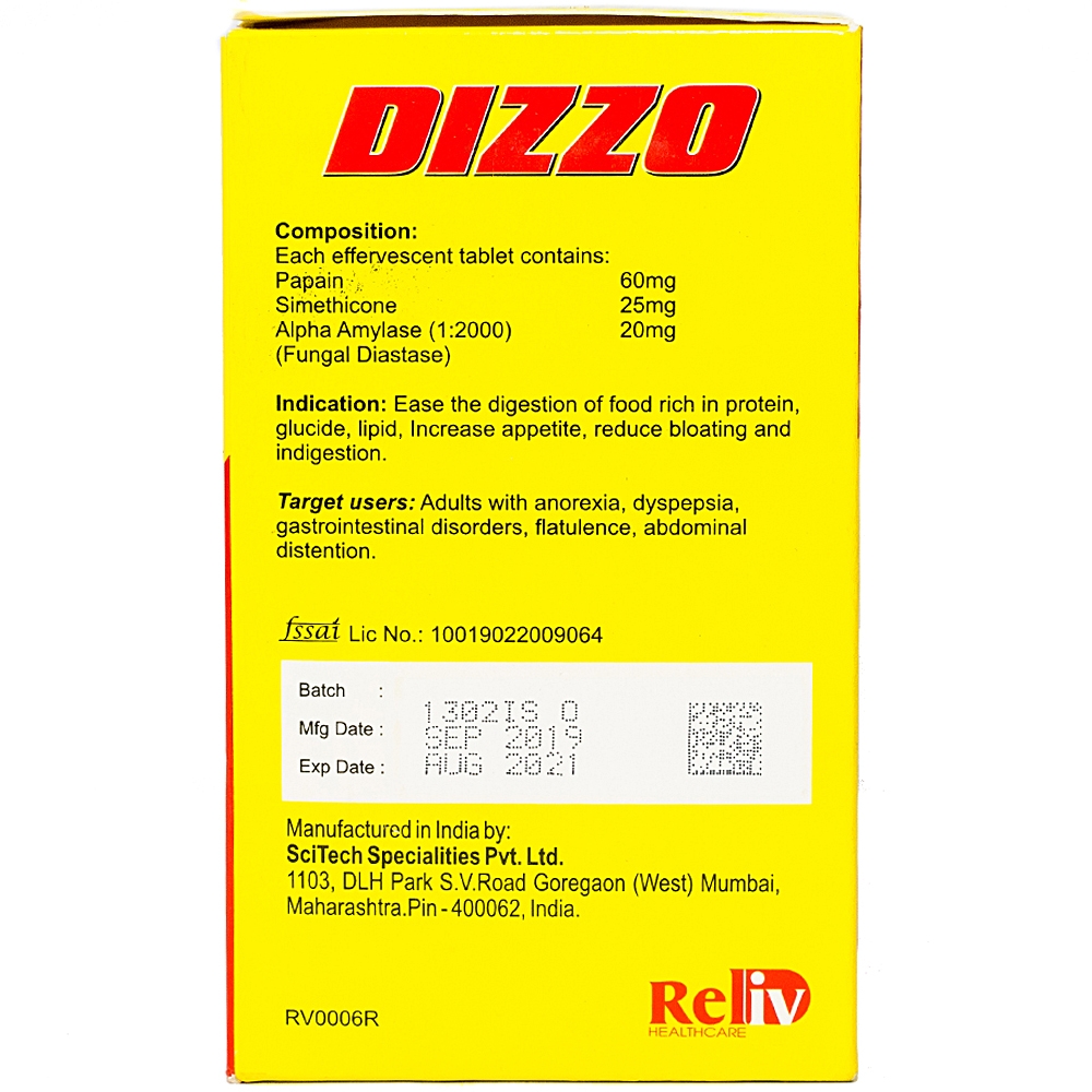 Viên sủi hỗ trợ tiêu hóa Dizzo Reliv (12 vỉ x 4 viên)