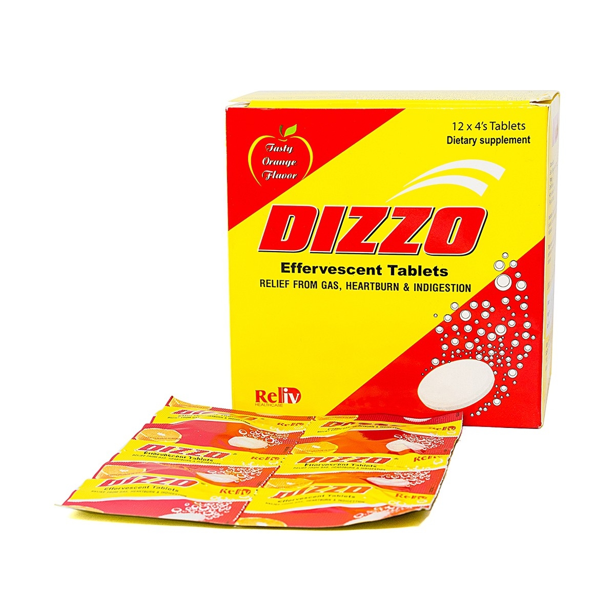 Viên sủi hỗ trợ tiêu hóa Dizzo Reliv (12 vỉ x 4 viên)