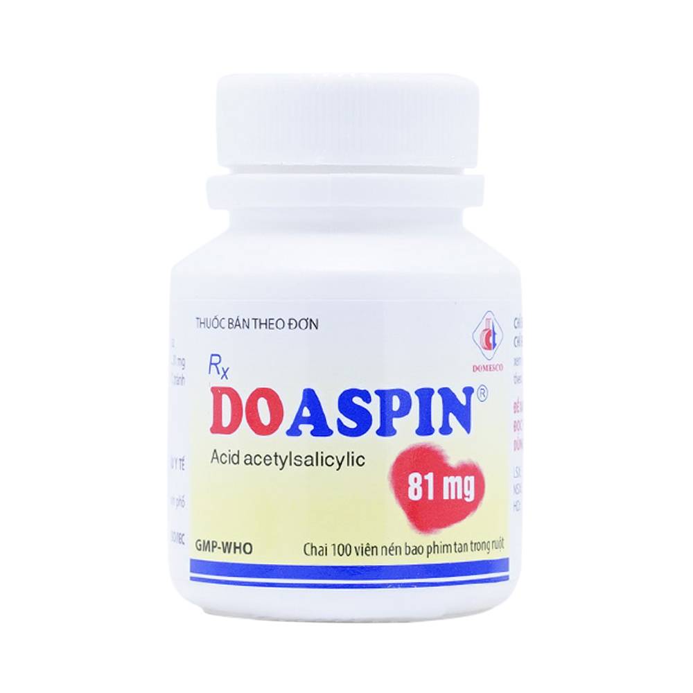 Thuốc Doaspin 81mg Domesco dự phòng huyết khối tim mạch và mạch não (100 viên)