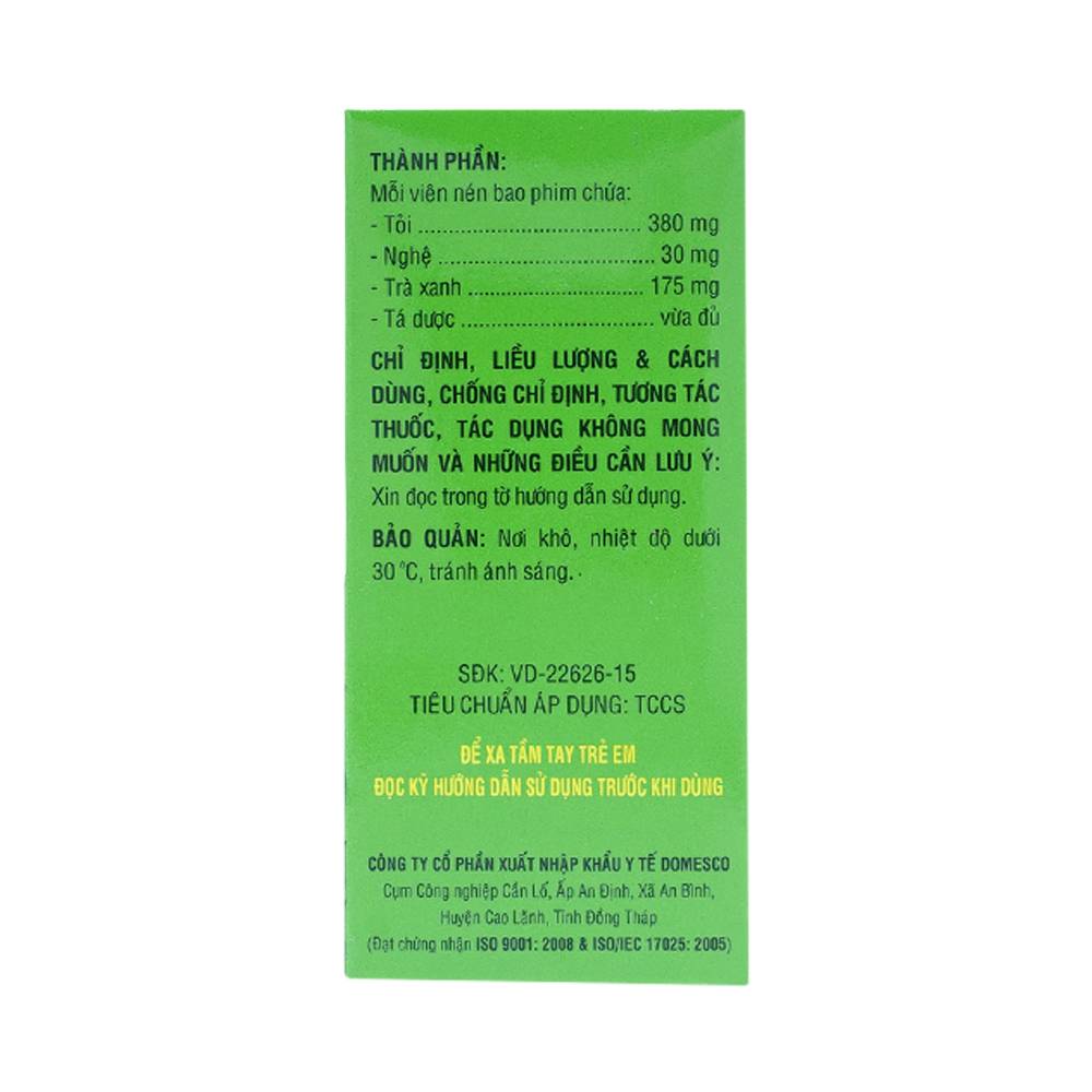 Thuốc Dogarlic Trà Xanh Domesco hạ cholesterol, điều hòa triglyceride (100 viên)