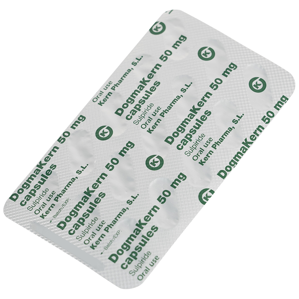Thuốc DogmaKern 50mg capsules điều trị tâm thần phân liệt cấp và mạn tính (2 vỉ x 15 viên)