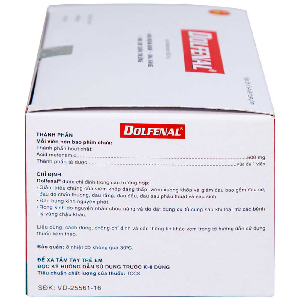 Thuốc Dolfenal United giảm đau bụng kinh, đau răng, đau do chấn thương (25 vỉ x 4 viên)