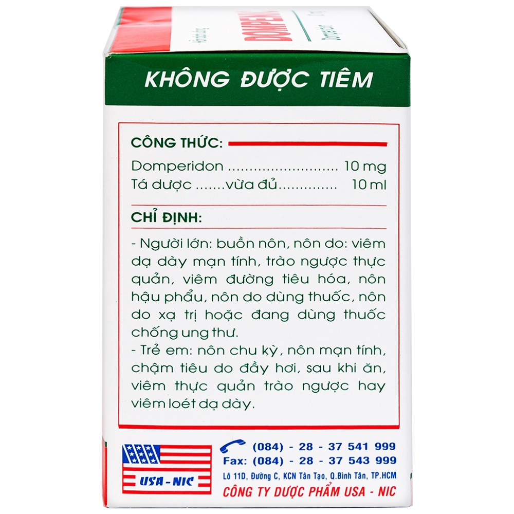 Hỗn dịch uống Dompenic 10mg/10ml điều trị chứng nôn, buồn nôn (20 ống x 10ml)