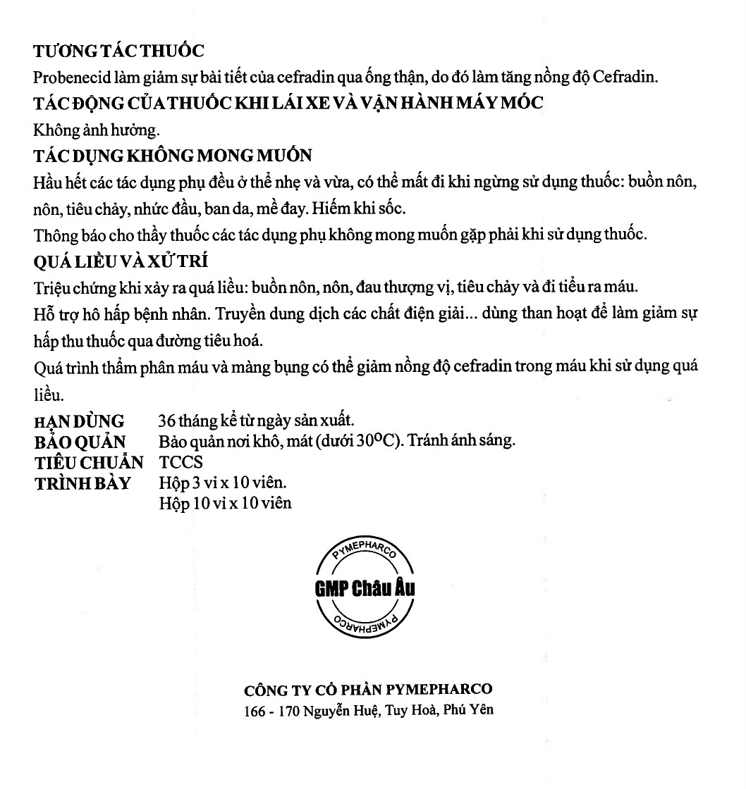 Thuốc Doncef Pymepharco điều trị nhiễm khuẩn (3 vỉ x 10 viên)