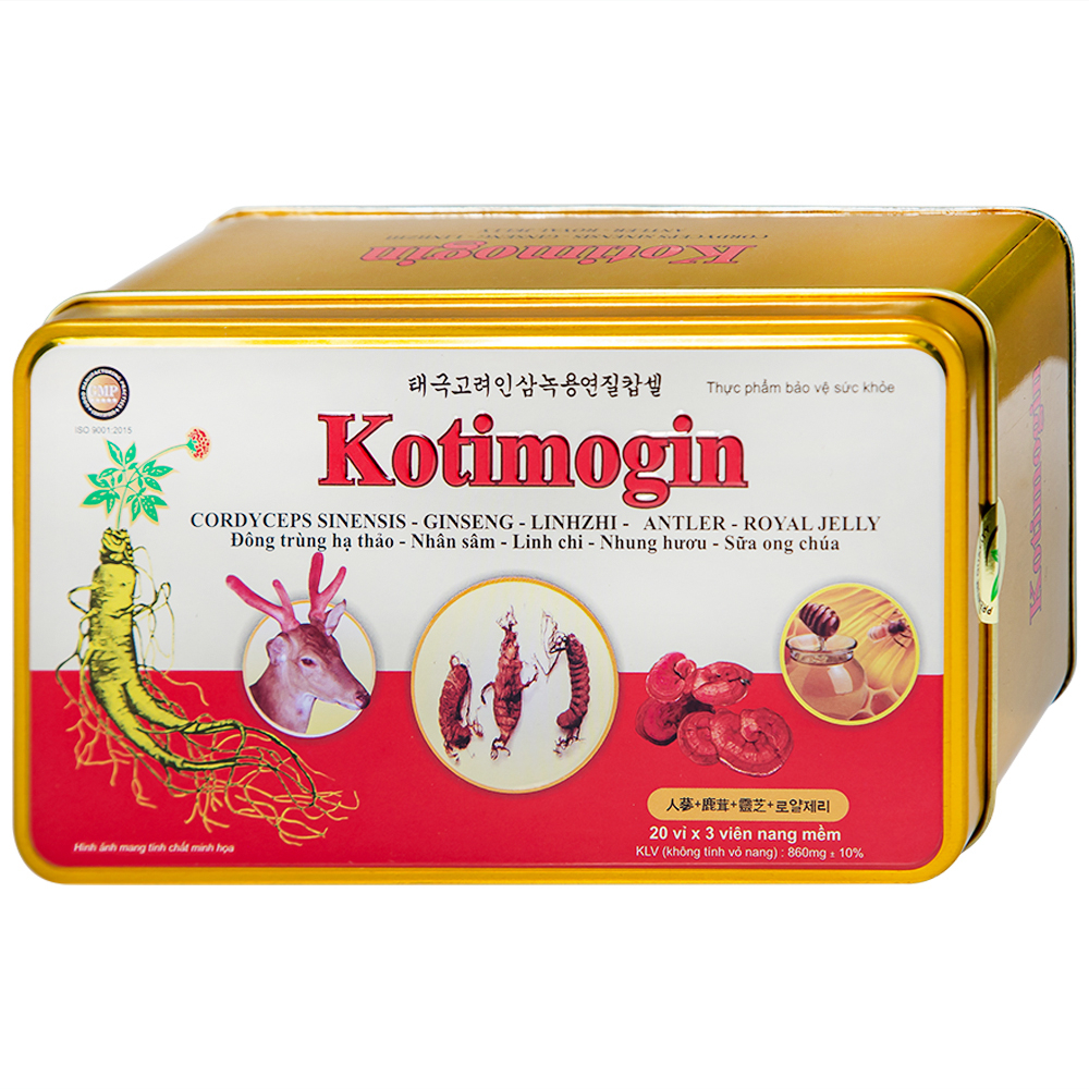 Viên uống Sâm - Đông Trùng Hạ Thảo tăng cường sức khỏe, tăng sức đề kháng Kotimogin (20 vỉ x 3 viên)