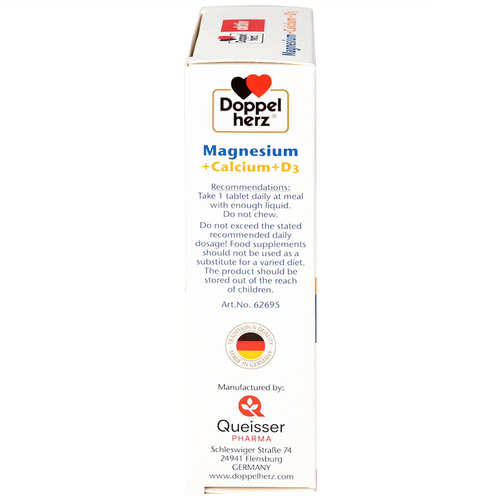 Viên hỗ trợ cơ xương Magnesium+Calcium+D3 Doppelherz (3 vỉ x 10 viên)