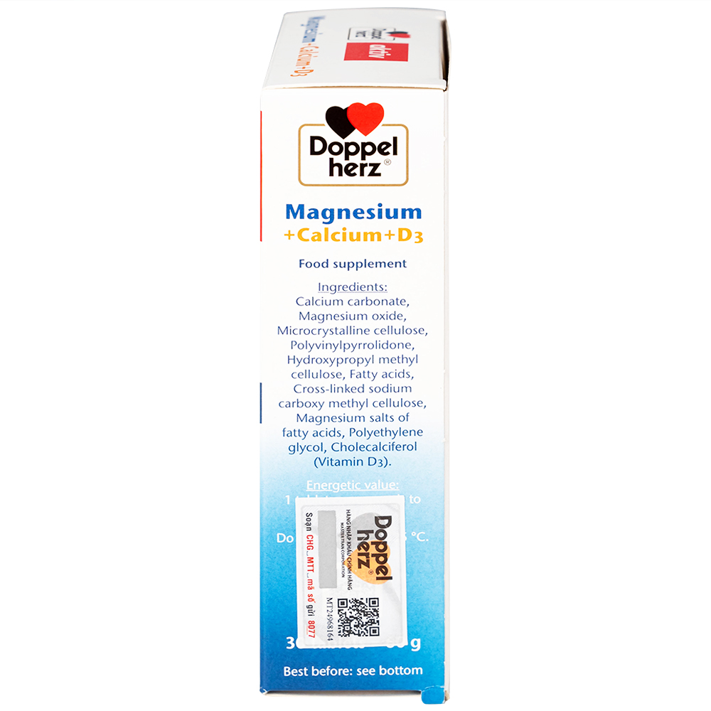 Viên hỗ trợ cơ xương Magnesium+Calcium+D3 Doppelherz (3 vỉ x 10 viên)