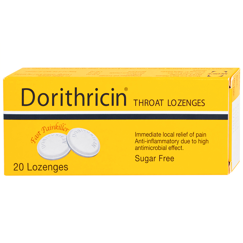 Viên ngậm Dorithricin Hyphens (20 viên) hỗ trợ điều trị các triệu chứng nhiễm khuẩn miệng, họng 
