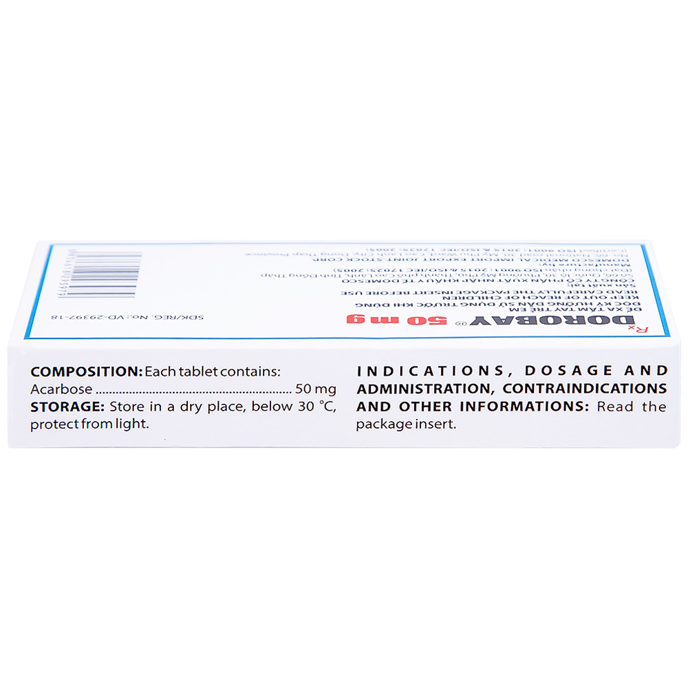 Thuốc Dorobay 50mg Domesco điều trị đái tháo đường típ 2 (3 vỉ x 10 viên)