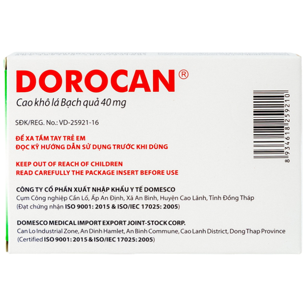 Thuốc Dorocan 40mg Domesco điều trị rối loạn chú ý và trí nhớ (2 vỉ x 15 viên)