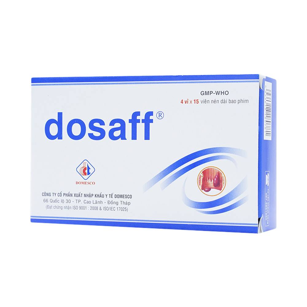 Thuốc Dosaff Domesco điều trị triệu chứng liên quan đến cơn trĩ cấp (4 vỉ x 15 viên)