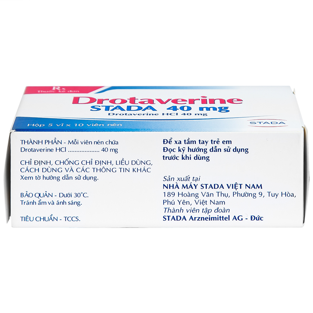Thuốc Drotaverine Stada 40mg điều trị co thắt dạ dày, ruột, hội chứng ruột kích thích (5 vỉ x 10 viên)