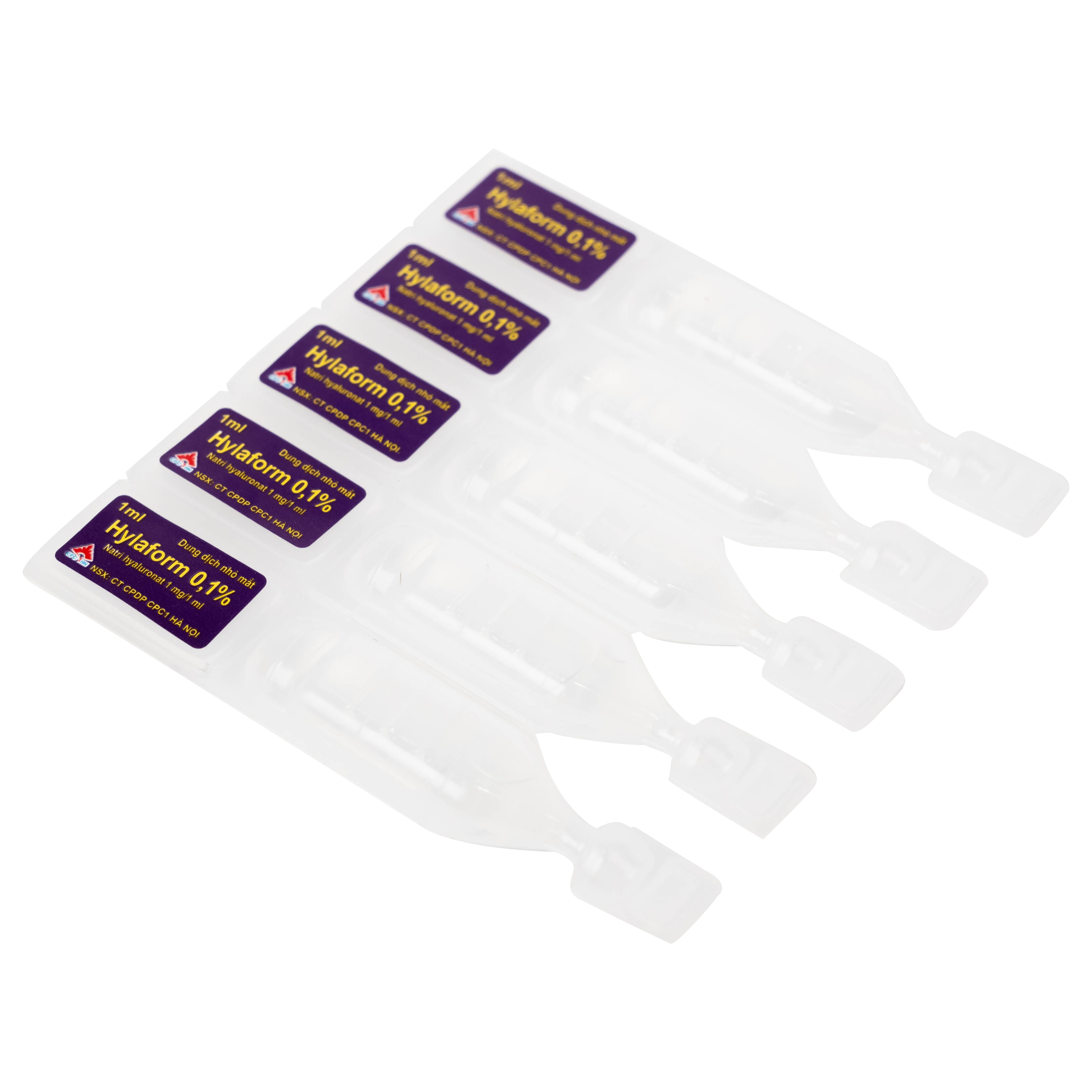Thuốc nhỏ mắt Hylaform 0,1% CPC1HN điều trị triệu chứng khô mắt, rối loạn biểu mô giác mạc (4 vỉ x 5 ống)
