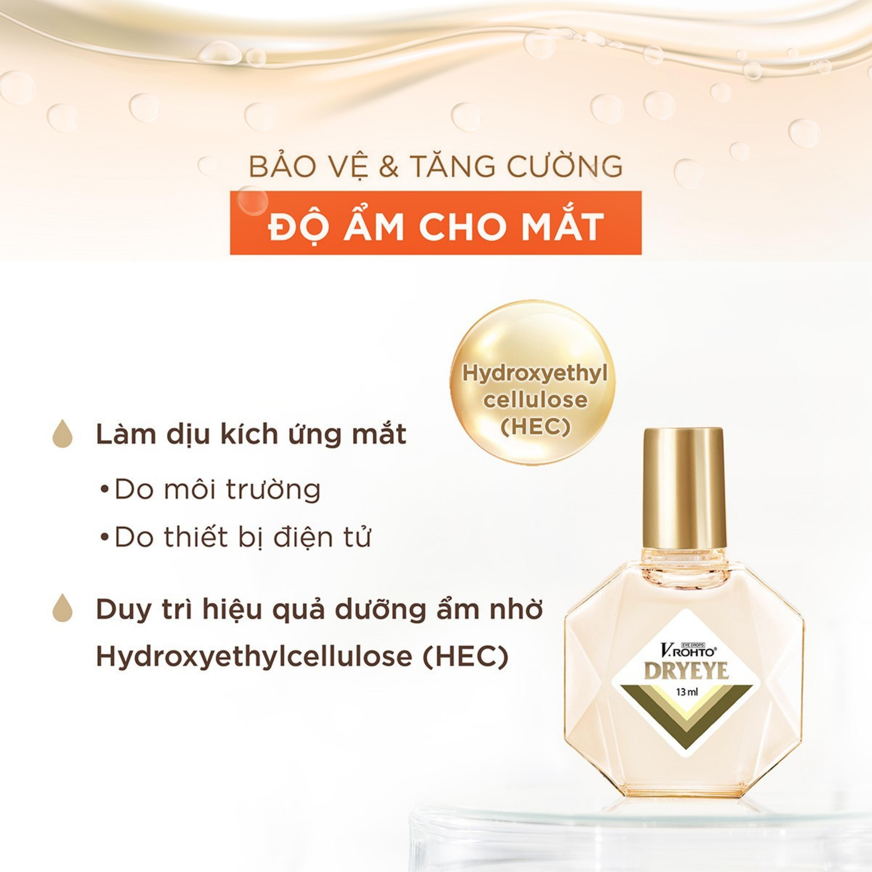 Nhỏ mắt V.Rohto Dryeye 13ml hỗ trợ bôi trơn mắt, bổ sung nước mắt nhân tạo